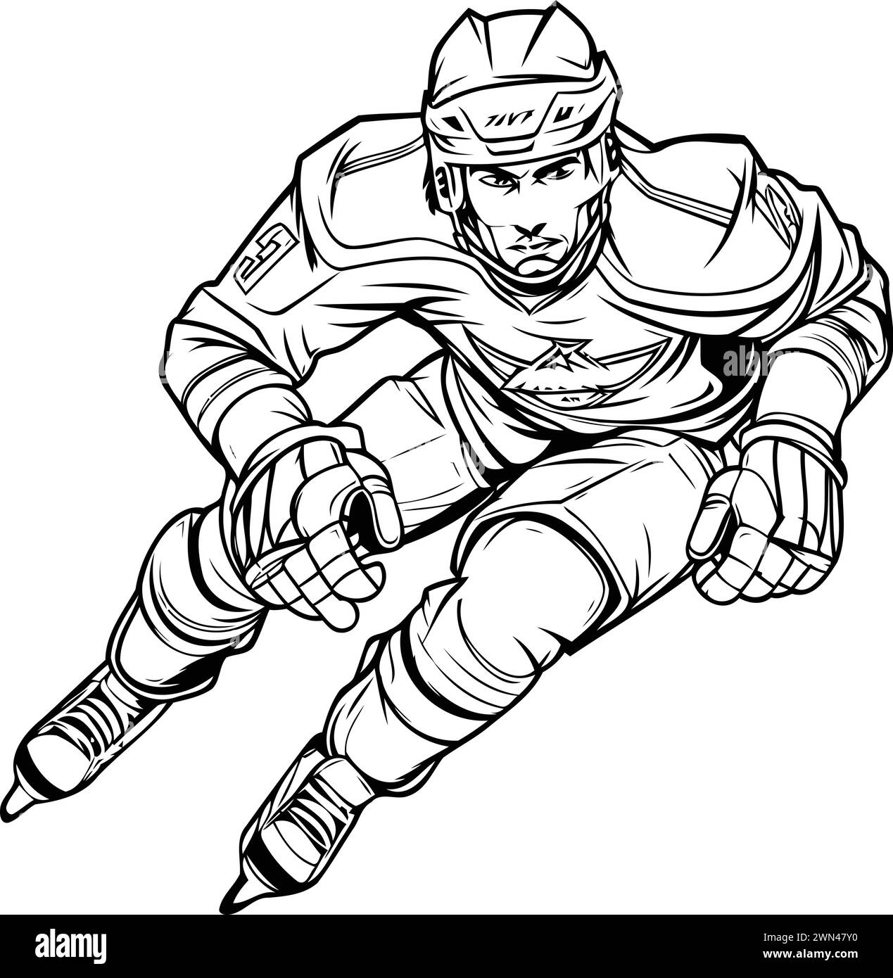 Ice hockey player. Vector illustration of ice hockey player in action 