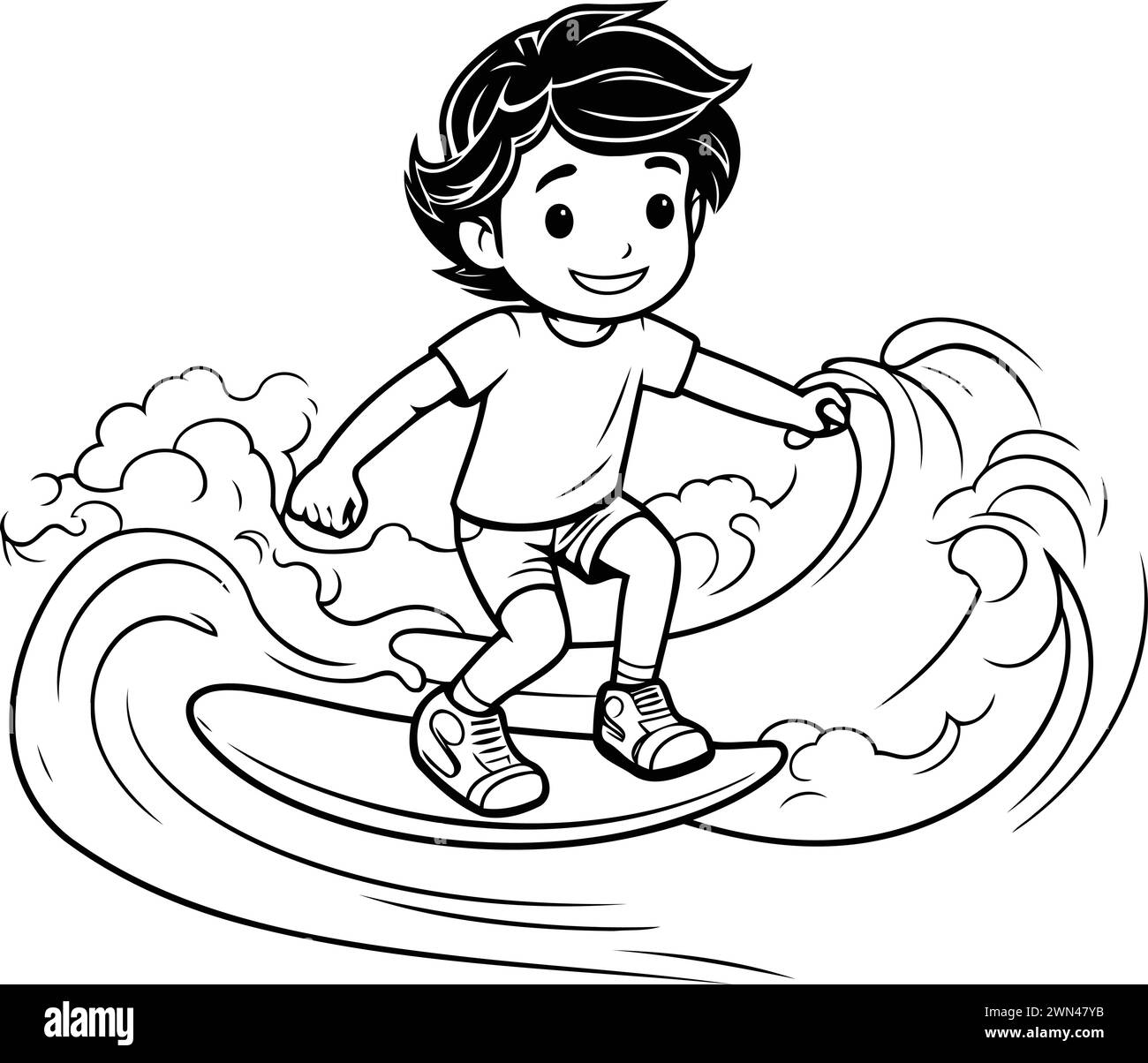 Surfing illustration book Black and White Stock Photos & Images - Alamy