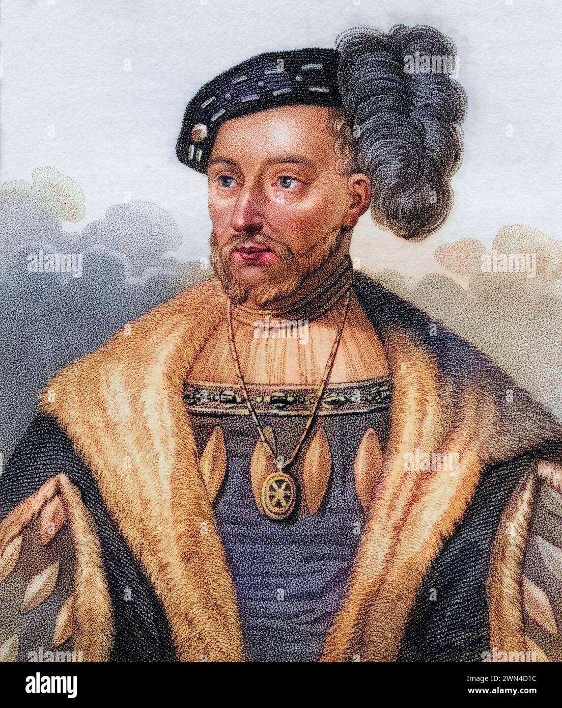 Jakob V. König von Schottland 1512 - 1542 / James V King of Scotland 1512 - 1542 From the book A catalogue of Royal and Noble Authors Volume V publish Stock Photo