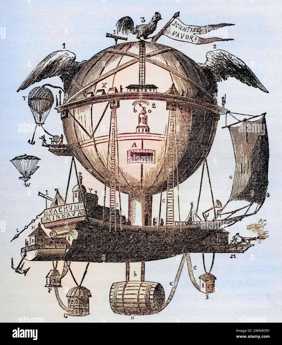 Der Minerva-Ballon, entworfen von Etienne Gaspard Robert 1763-1837, belgischer Bühnenmagier, Physikdozent und begeisterter Ballonfahrer / The Minerva Stock Photo