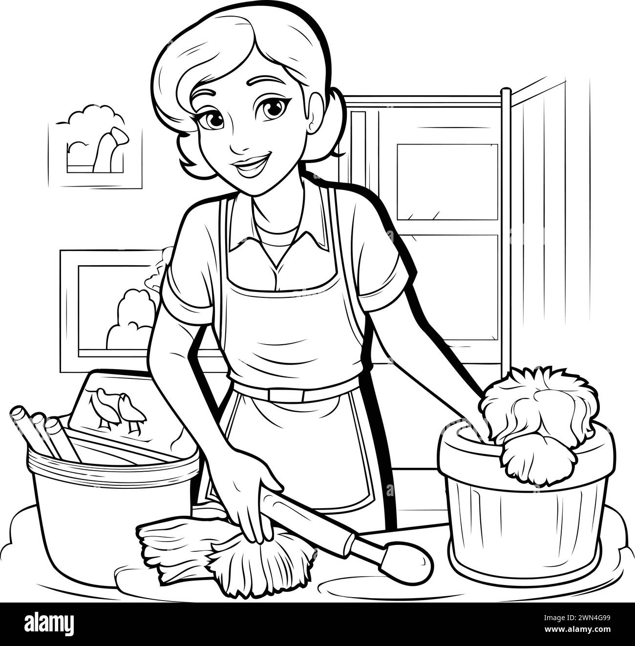 Cleaning duties Black and White Stock Photos & Images - Alamy