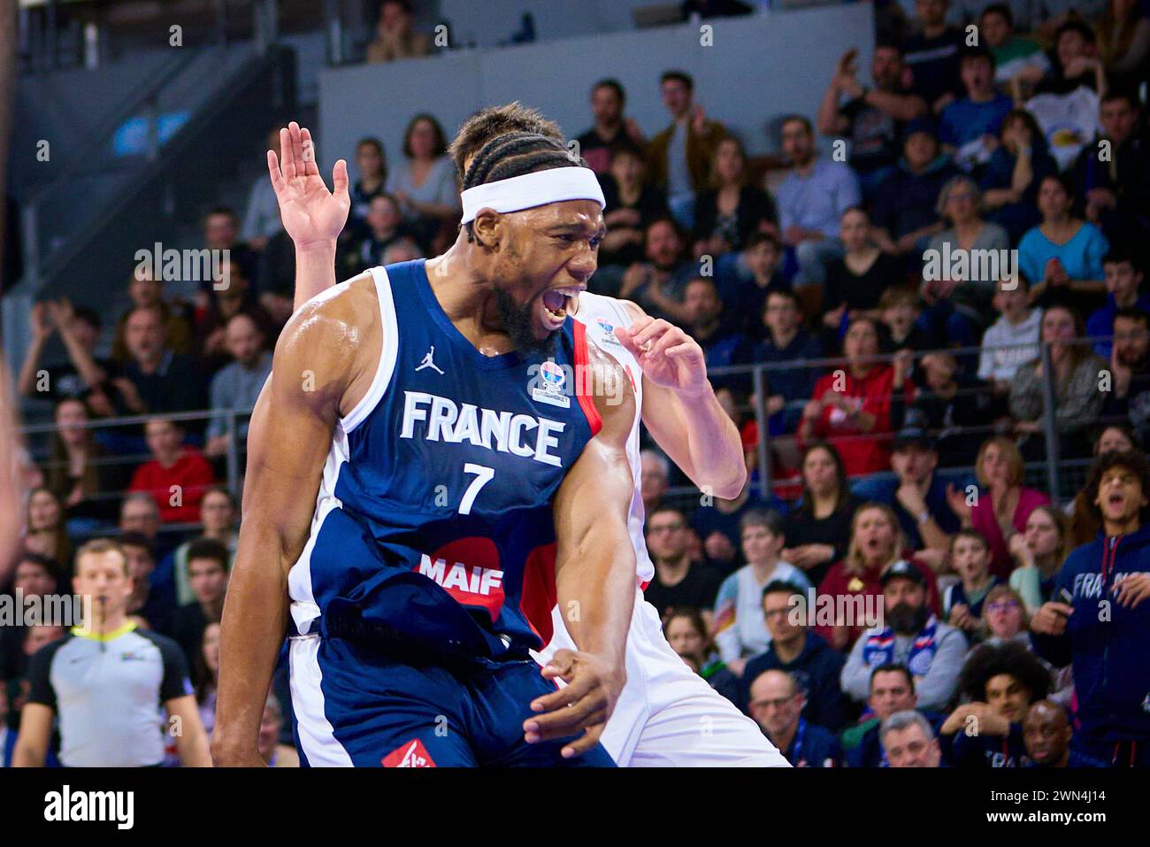 Brest, France. 23rd Feb, 2025. Guerschon YABUSELE (7) of France during
