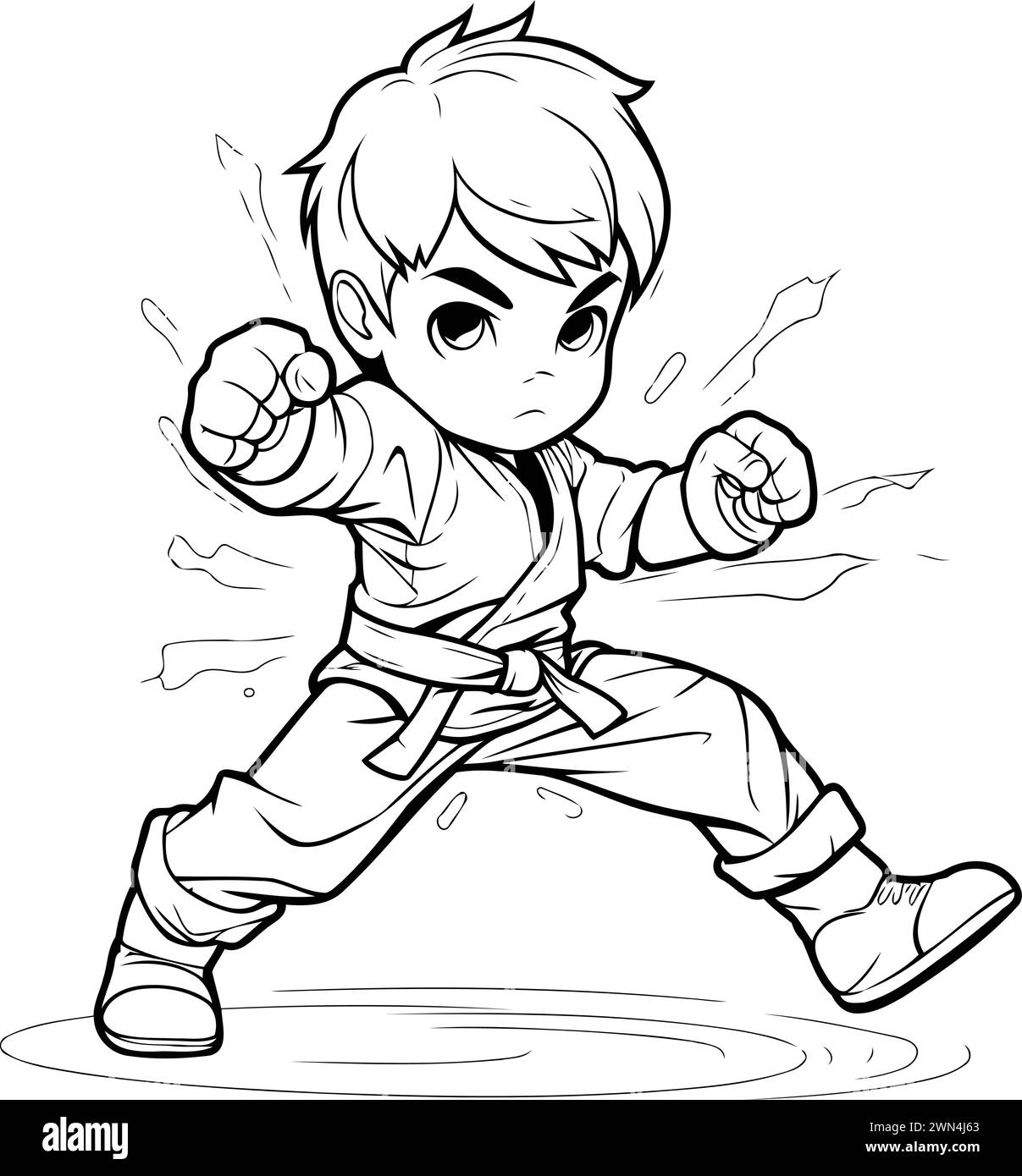 Kung Fu Boy Black And White Vector Illustration For Coloring Book kung-fu-boy-black-and-white-vector-illustration-for-coloring-book