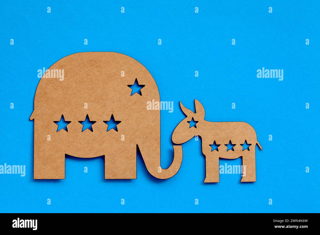 big elephant and small donkey - cardboard animals Stock Photo