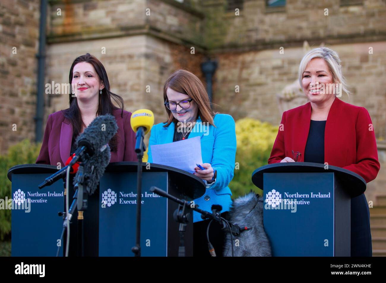 First minister michelle o neill right deputy first minister emma