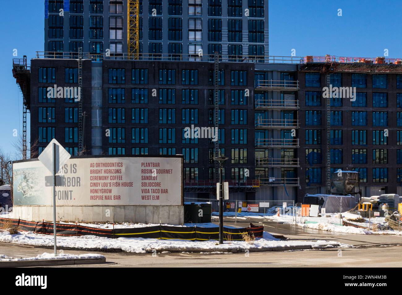 New Construction in Harbor Point Baltimore Maryland, condos, hotels and retail Stock Photo