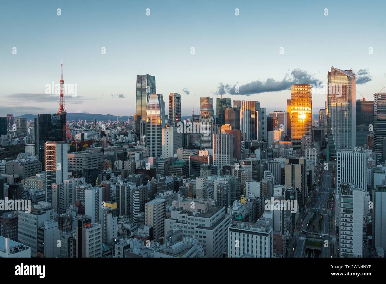 Cityscape of Tokyo at sunrise in Japan. Stock Photo