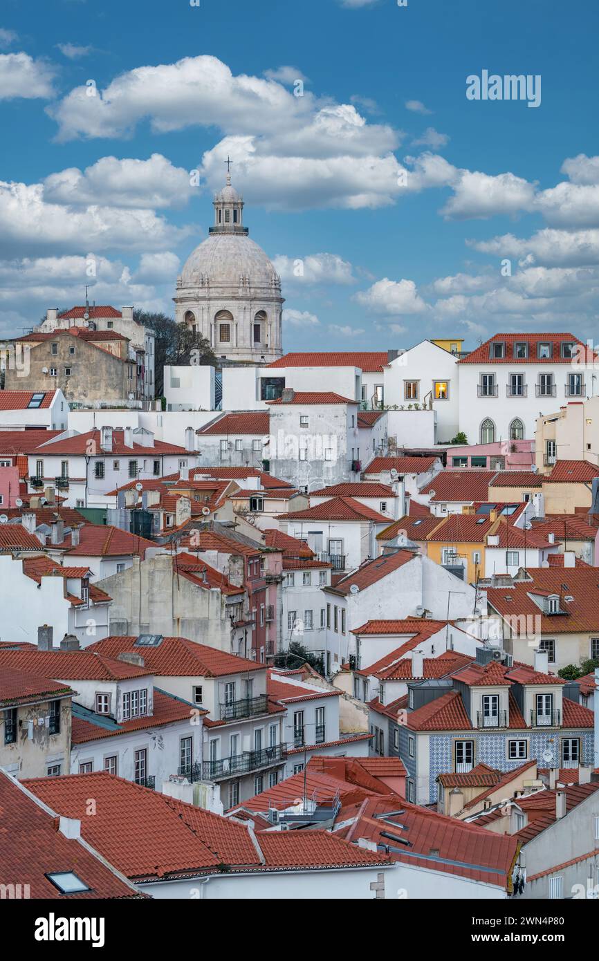 Lisbon cityscape with the historic Alfama district, a popular travel destination in Portugal. Stock Photo