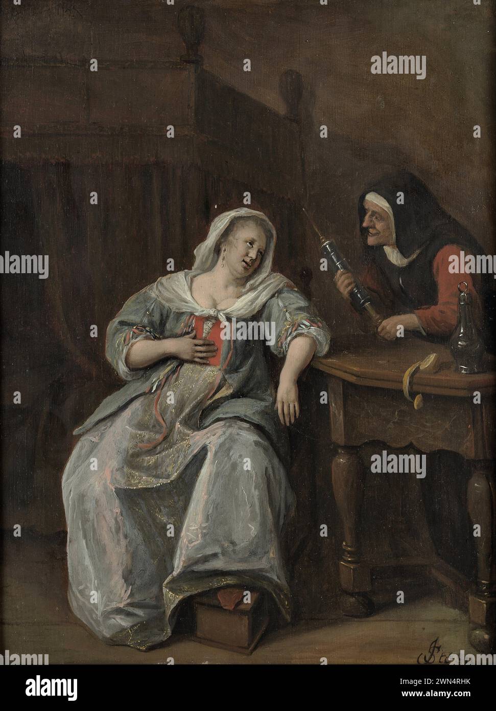The Sick Woman Jan Havicksz Steen  1663 Stock Photo