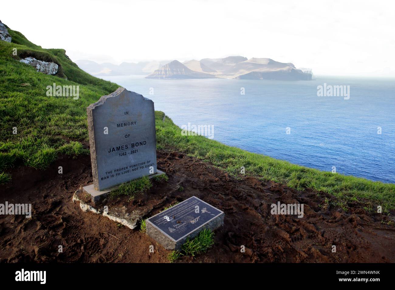 James bond tomstone at Kalsoy island, Faroe islands Stock Photo Alamy