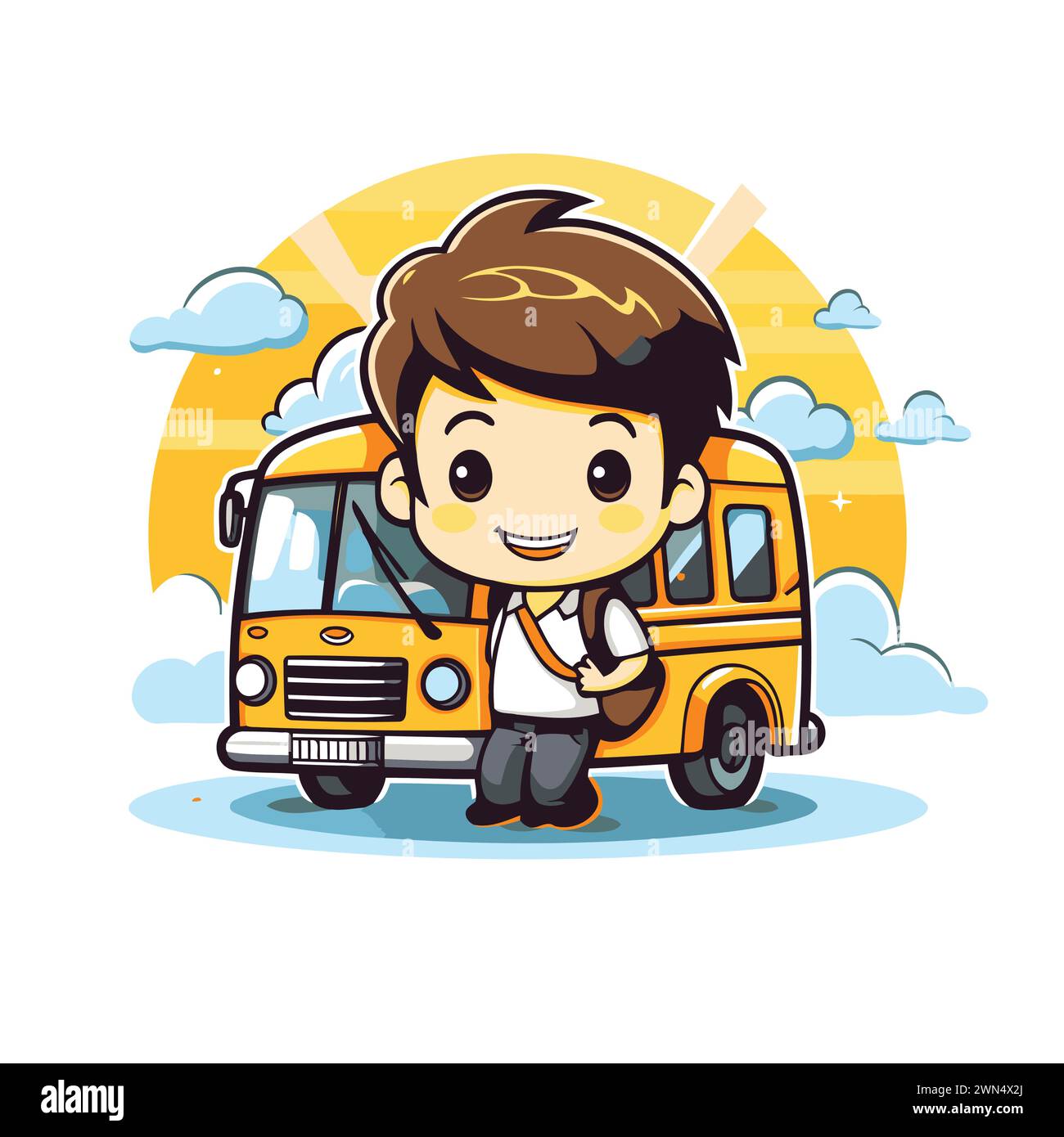 Cartoon boy going to school Stock Vector Images - Alamy
