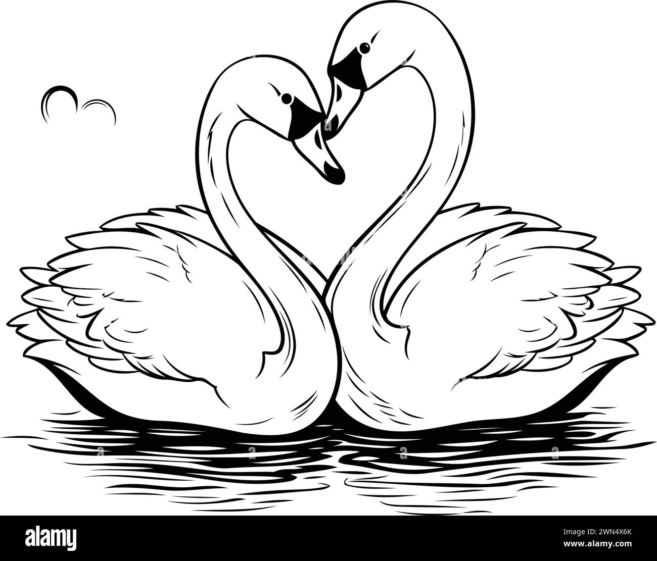 Swan Love - Minimalist Line Art Drawing - Posters