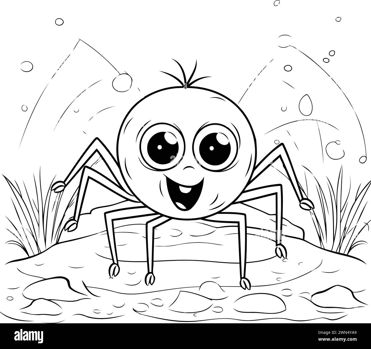 Coloring Page Outline Of cartoon spider. Vector illustration for coloring book. Stock Vector