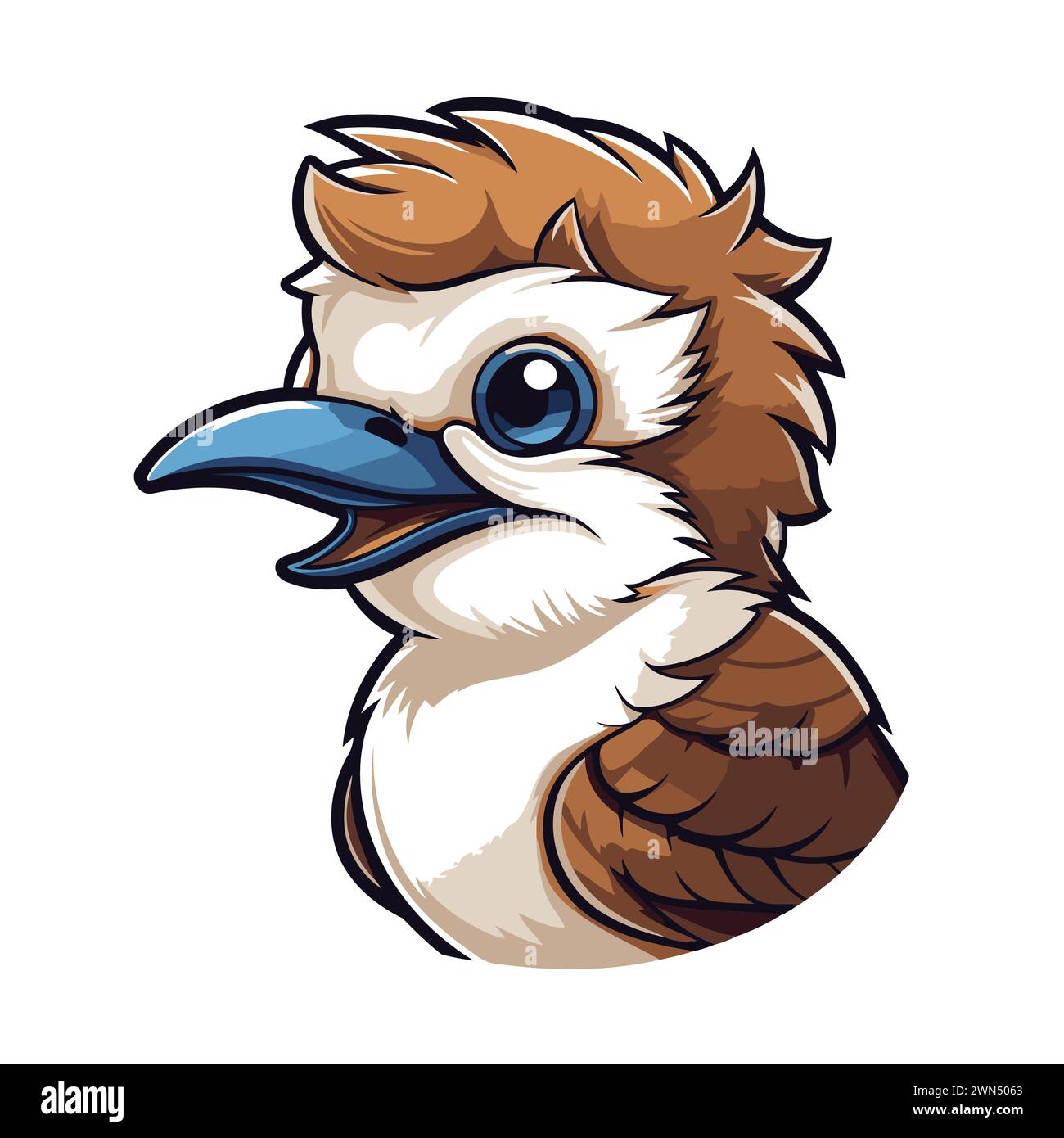 Illustration of a bird with big blue eyes isolated on white background ...