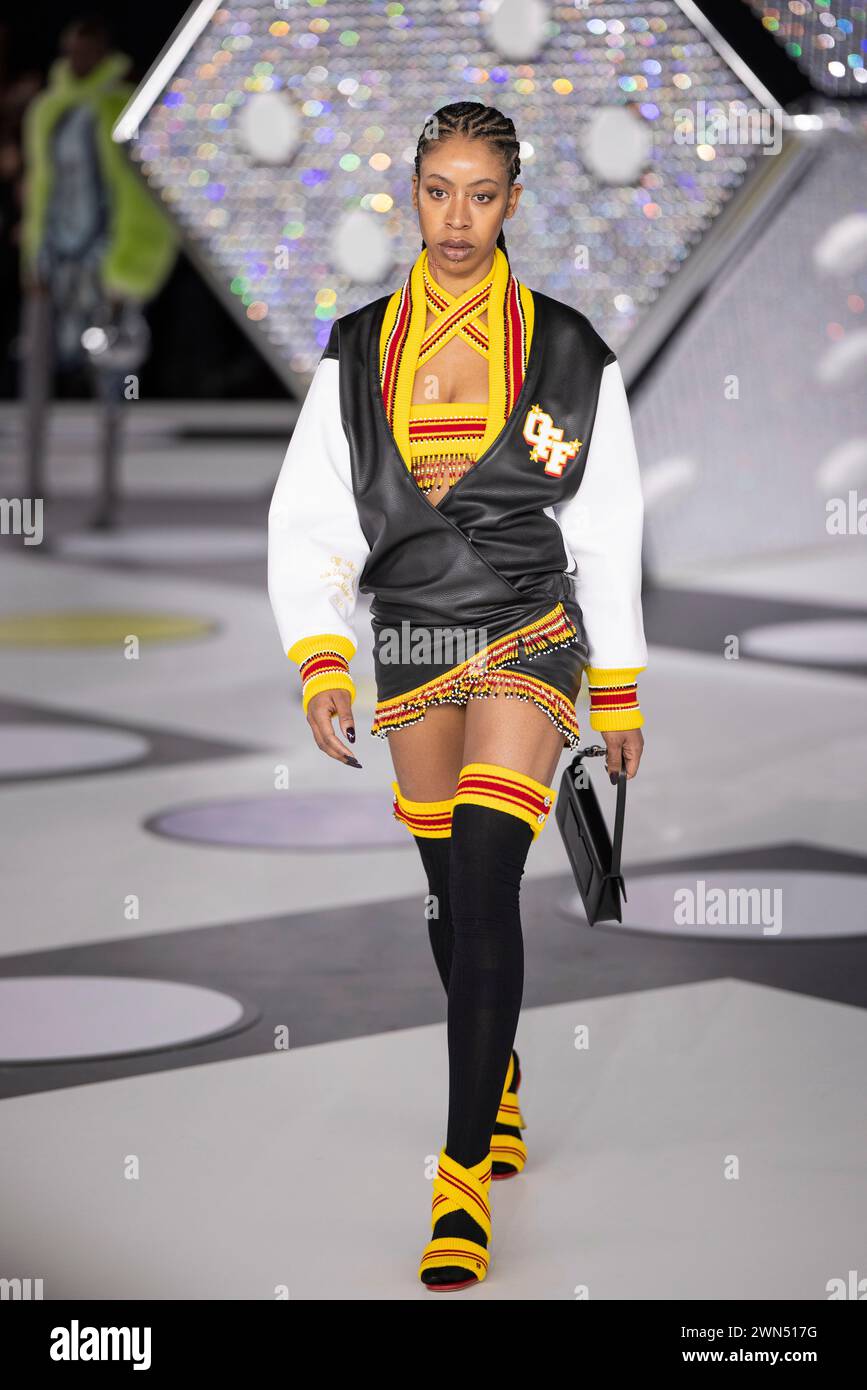 A model wears a creation as part of the Off-White Fall/Winter 2024-2025 ...