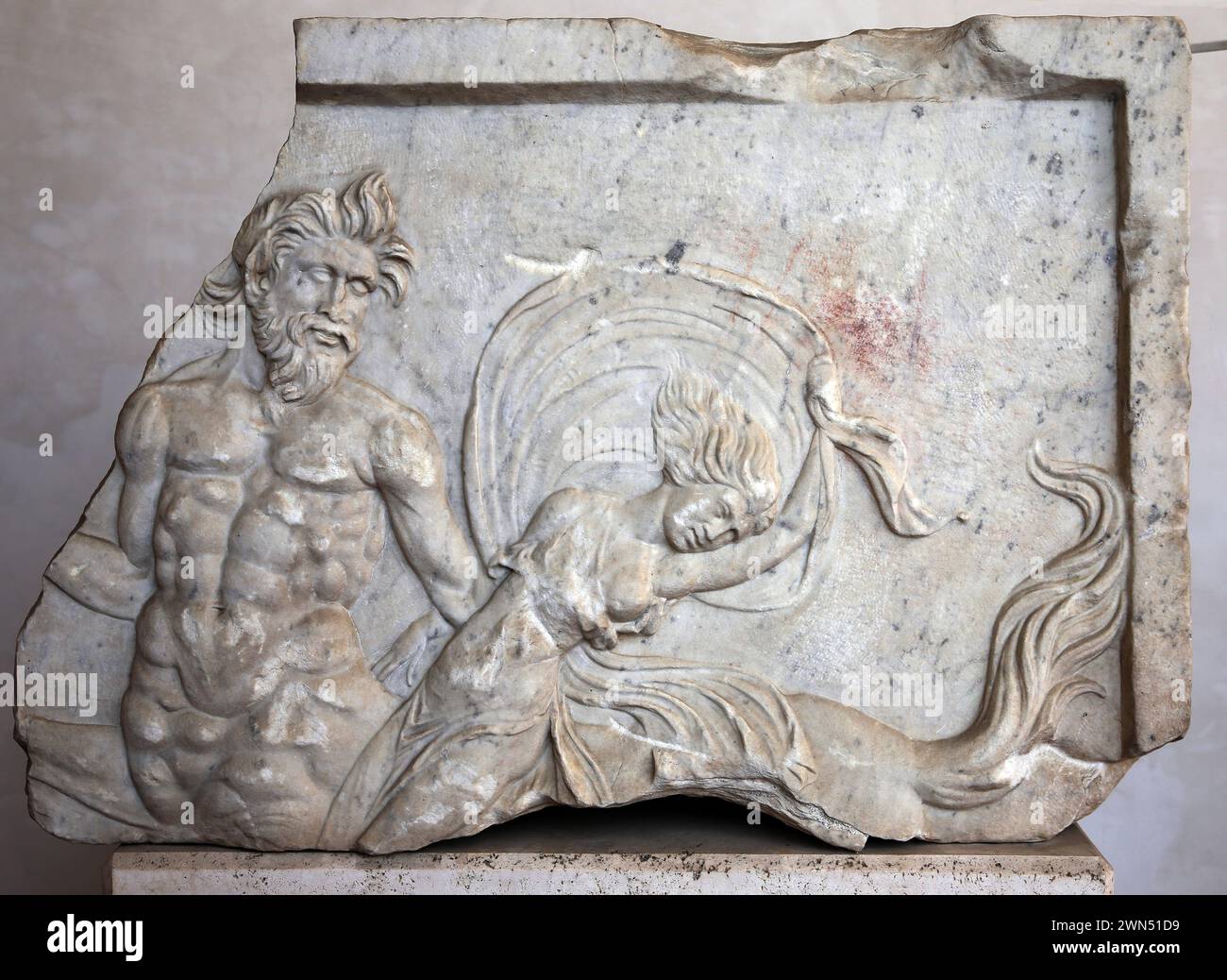 Relief with centaur and mymph. White marble. 1st century AD. Rome, Via ...