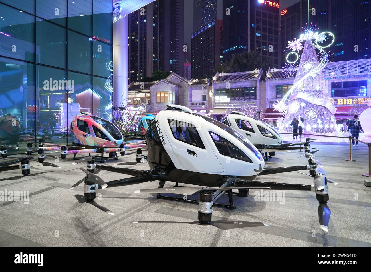 Guangzhou, China - February 24, 2024 : Drones capable of carrying people (UAVs), or as they are also called air taxis. Stock Photo