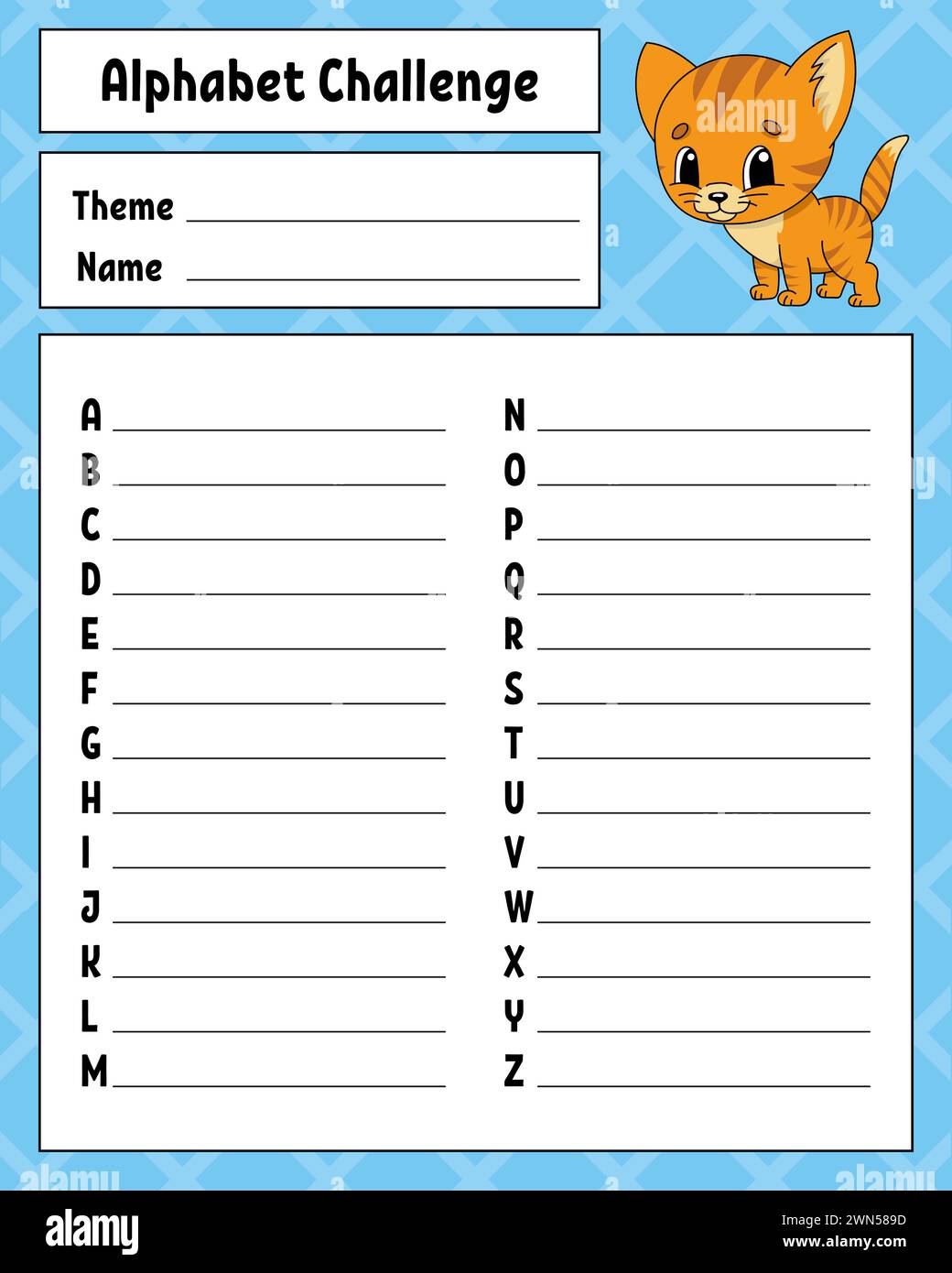 Alphabet challenge. Educational activity worksheet for kids and ...