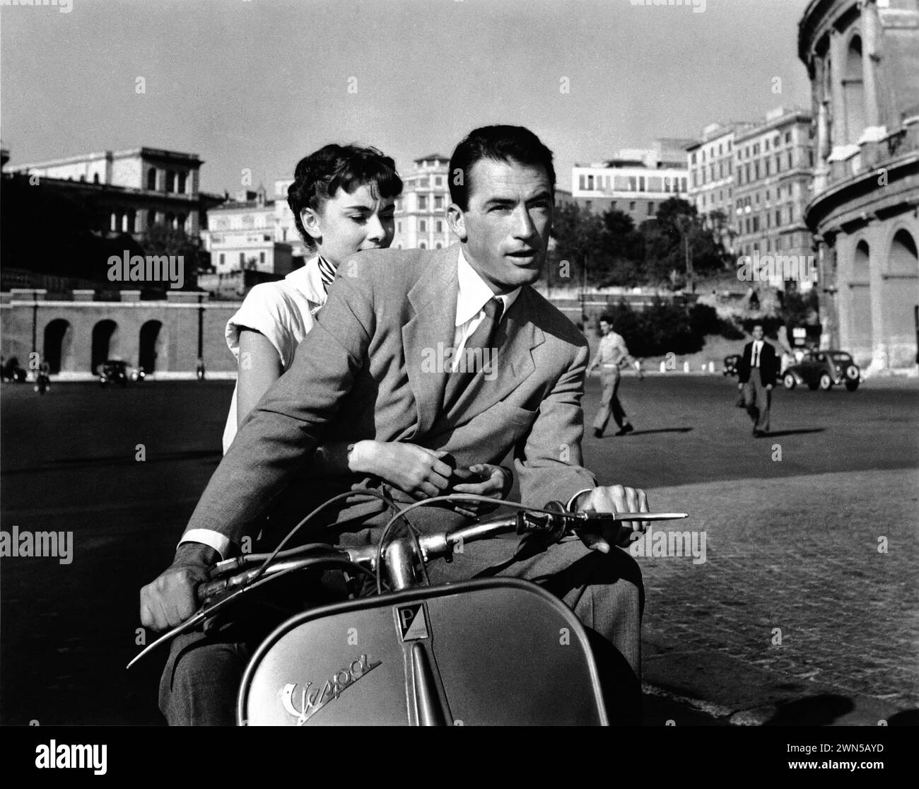 Roman Holiday  Gregory Peck & Audrey Hepburn Stock Photo