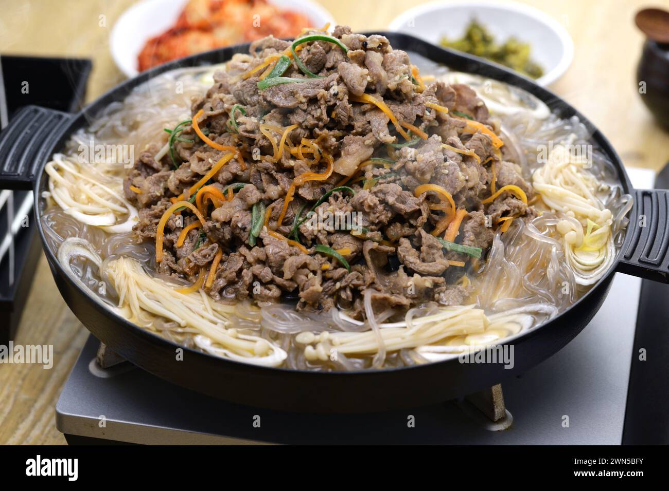 Seoul style beef bulgogi pot, Korean BBQ hotpot dish Stock Photo Alamy