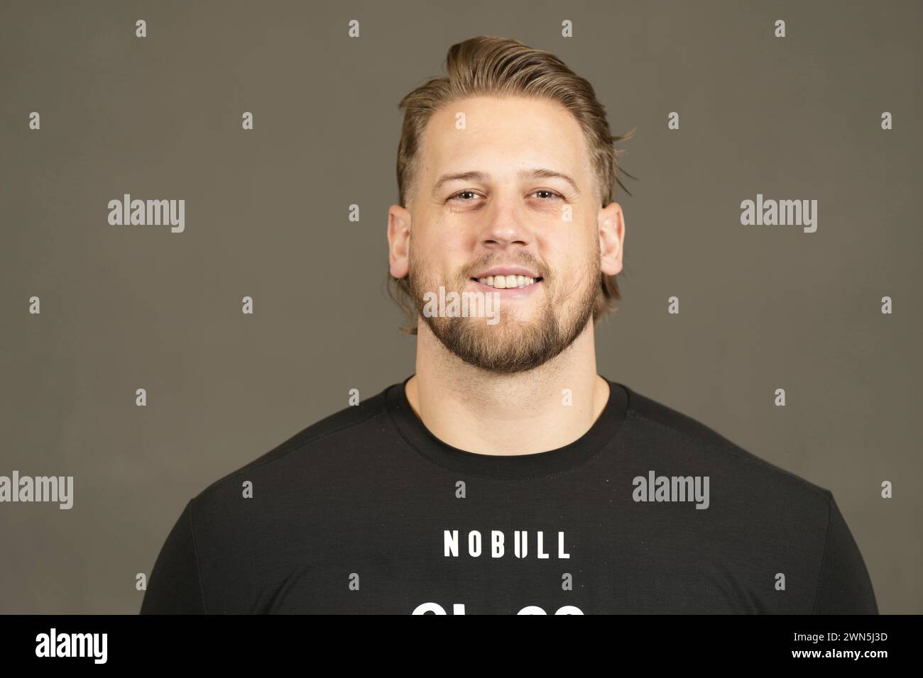 Utah offensive lineman Keaton Bills poses for a portrait at the NFL