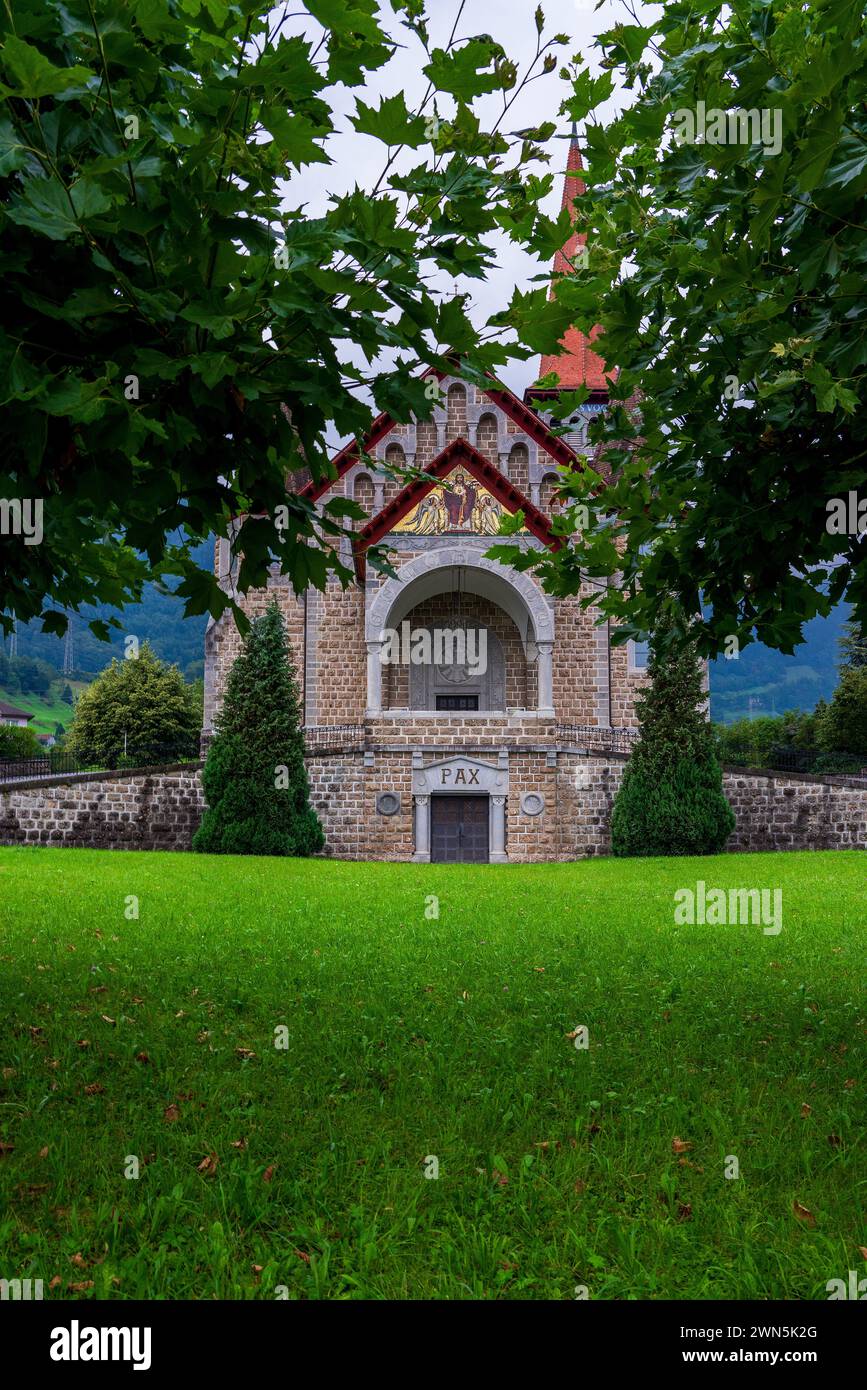 View of the Catholic parish church Herz Jesu in Goldau in Switzerland. Stock Photo