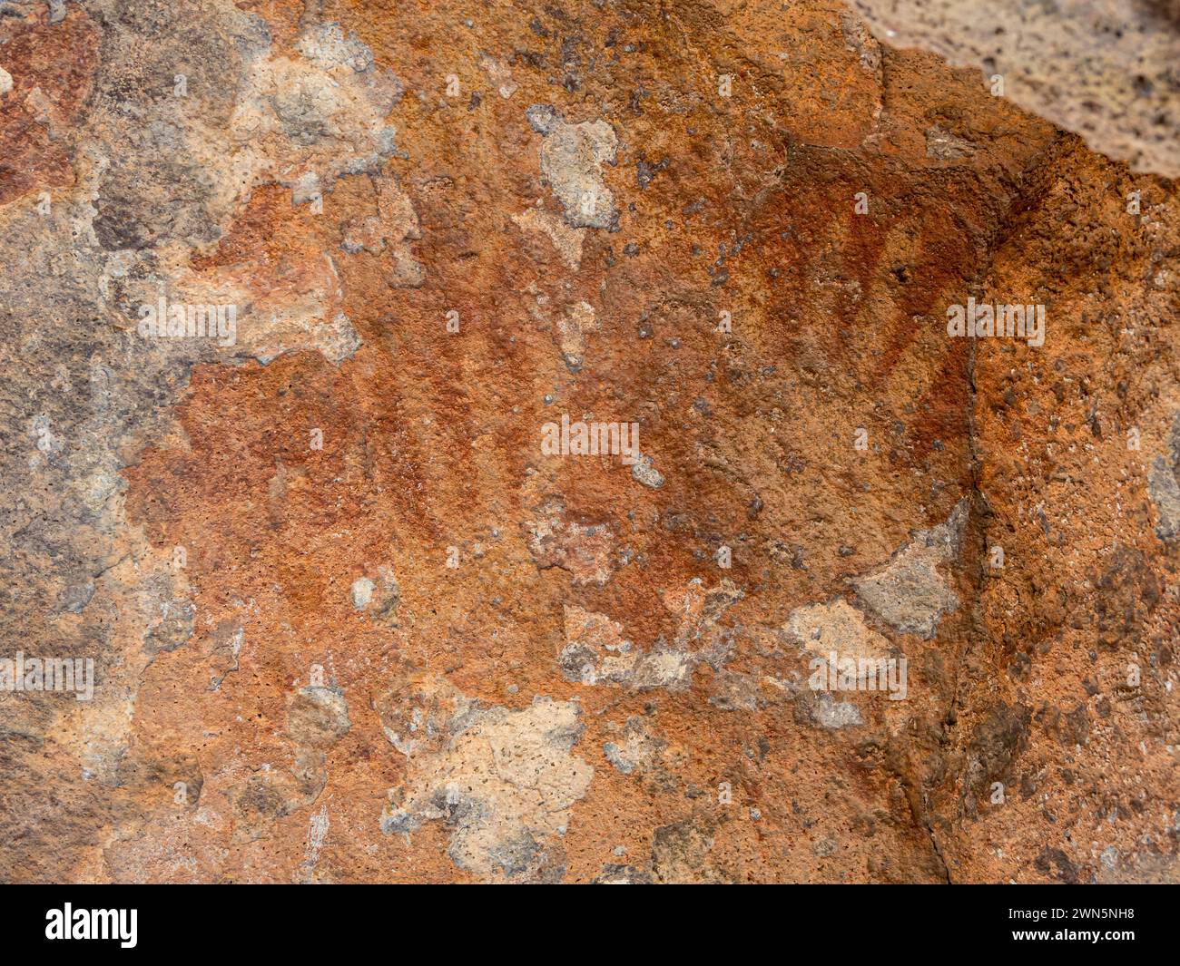 Paredon con pinturas, prehistoric paintings at the walls of a cave, Park Patagonia section Jeinimeni, Patagonia, Chile Stock Photo