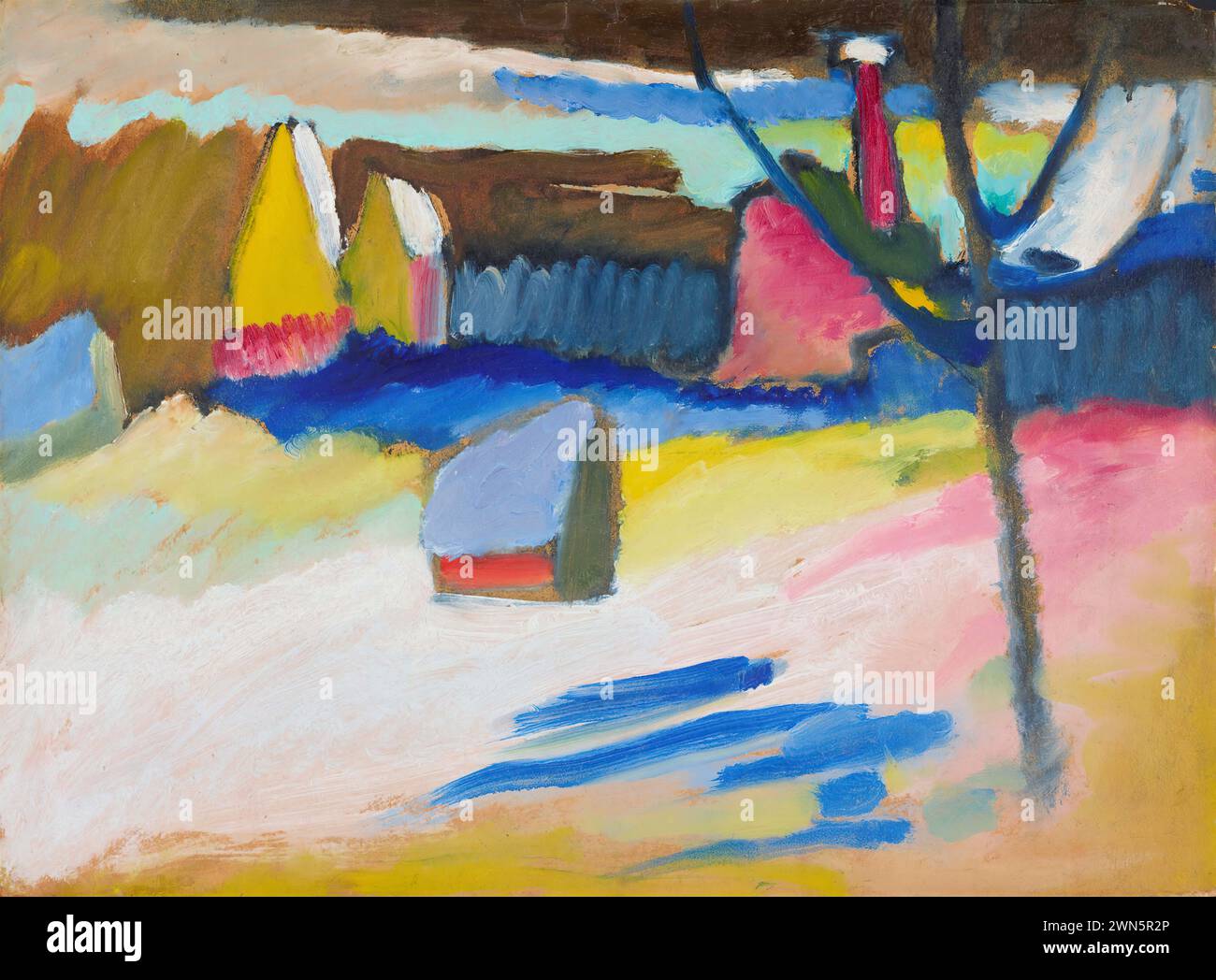 Kandinsky Wassily - Landschaft mit kahlem Baum (1909) Stock Photo