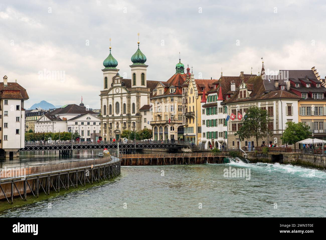 View of the old town of Lucerne in Switzerland. Stock Photo