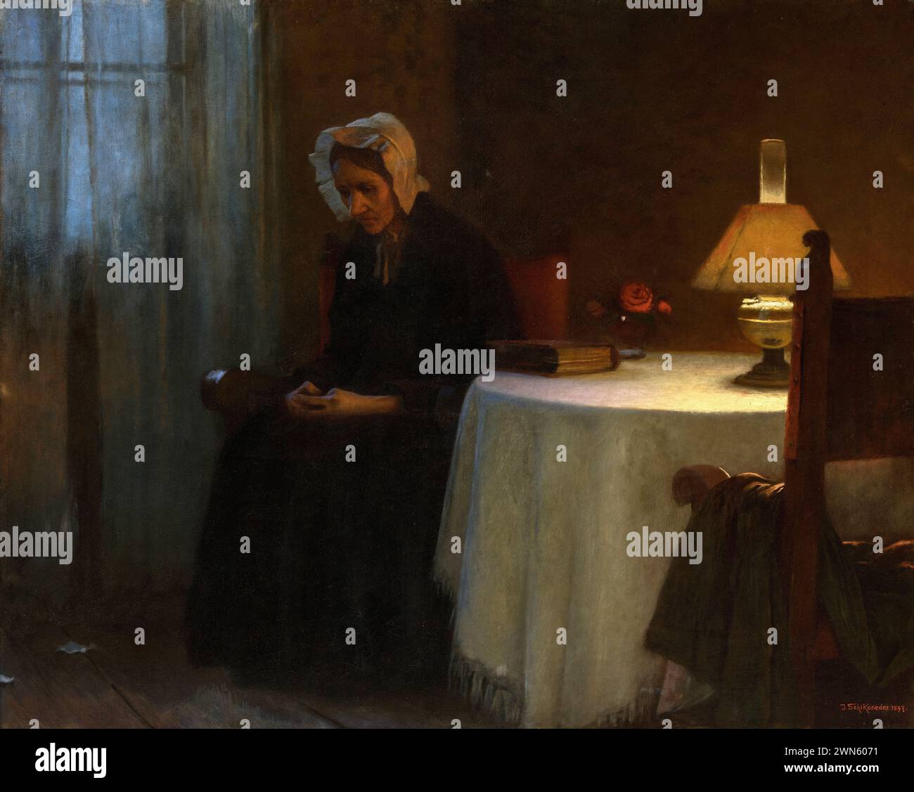 Painting old seated woman hi-res stock photography and images - Alamy
