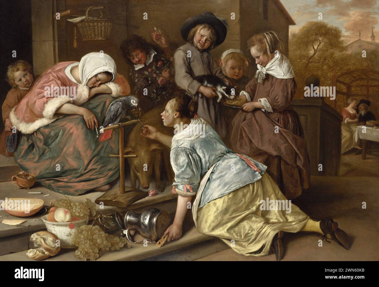 Steen Jan - The Effects of Intemperance (1663 65) Stock Photo
