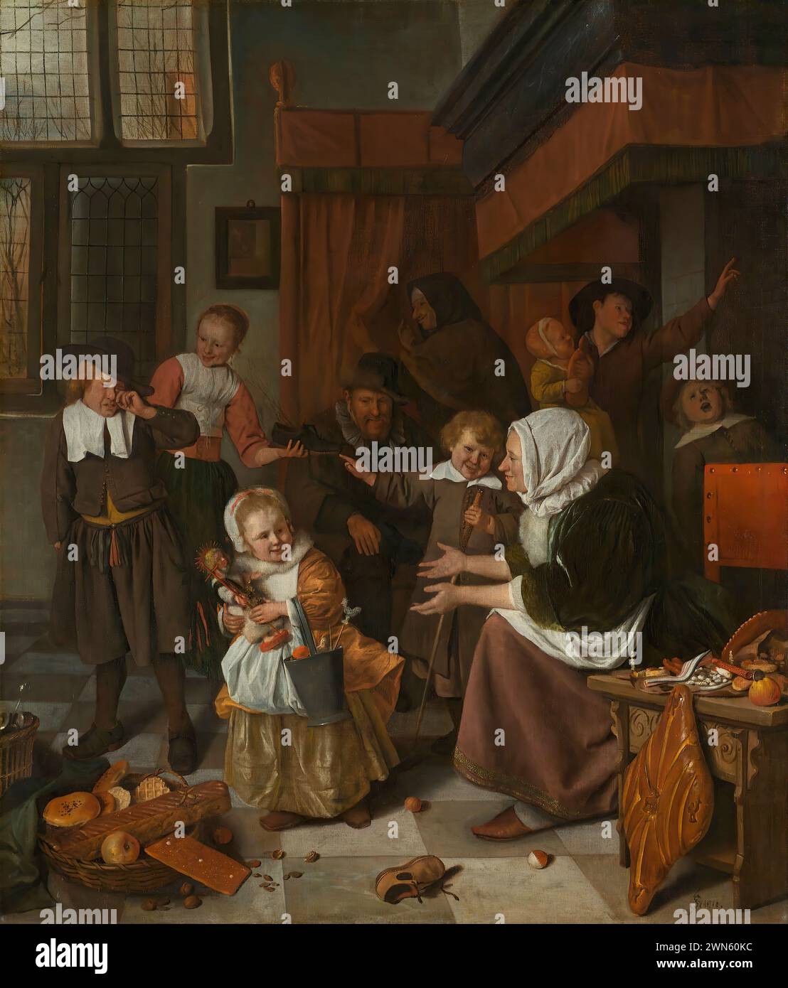 Steen Jan - The feast of St. Nicholas (1665c.) Stock Photo