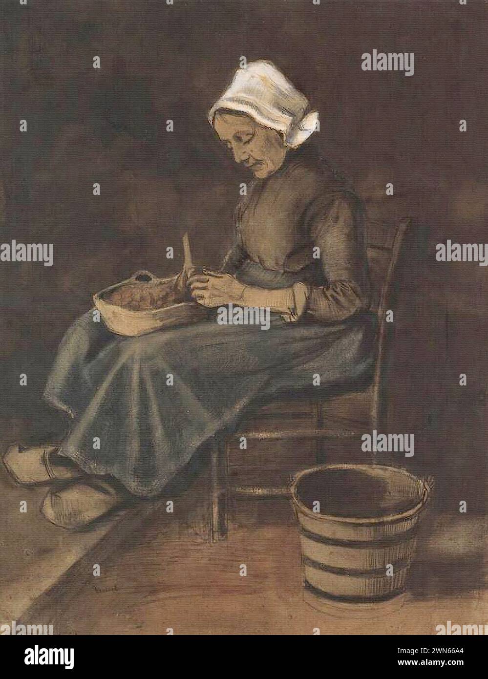 Van Gogh Vincent - Woman peeling potatoes (1881) 02 Stock Photo - Alamy