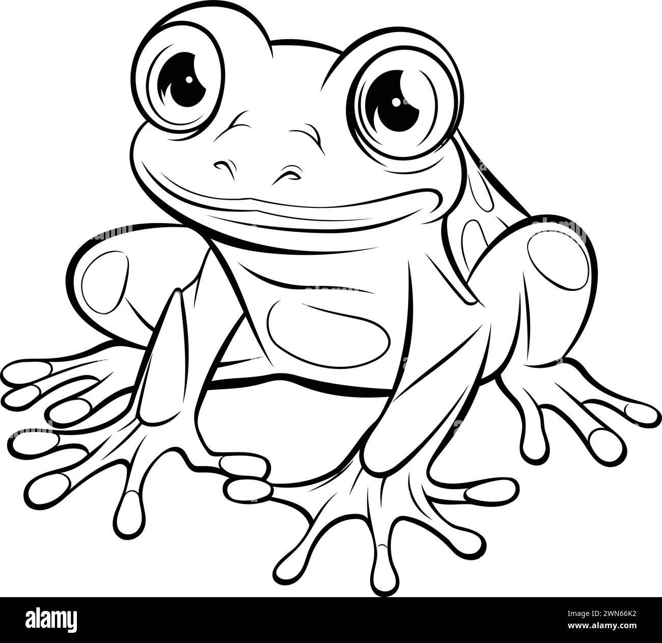 Frog - Coloring book for children and adults. Vector illustration Stock Vector