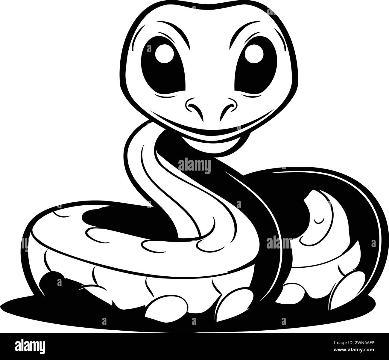 Cute cartoon snake on a white background. Vector illustration for your design Stock Vector