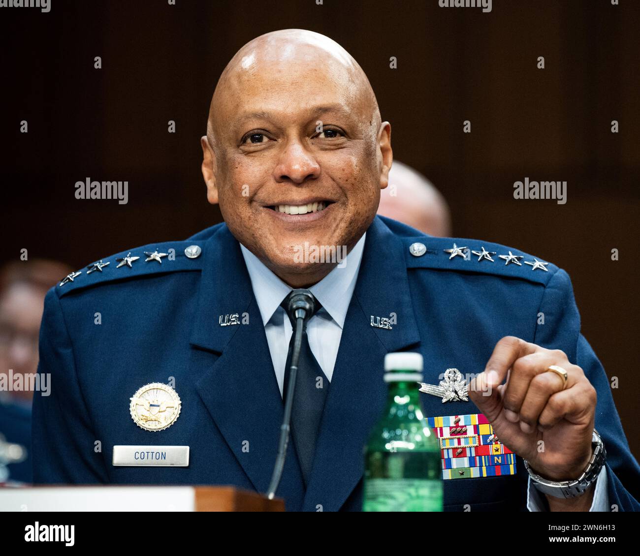Washington, United States. 29th Feb, 2024. General Anthony Cotton, USAF, Commander of United States Strategic Command, speaking at a hearing of the Senate Armed Services committee at the U.S. Capitol. Credit: SOPA Images Limited/Alamy Live News Stock Photo