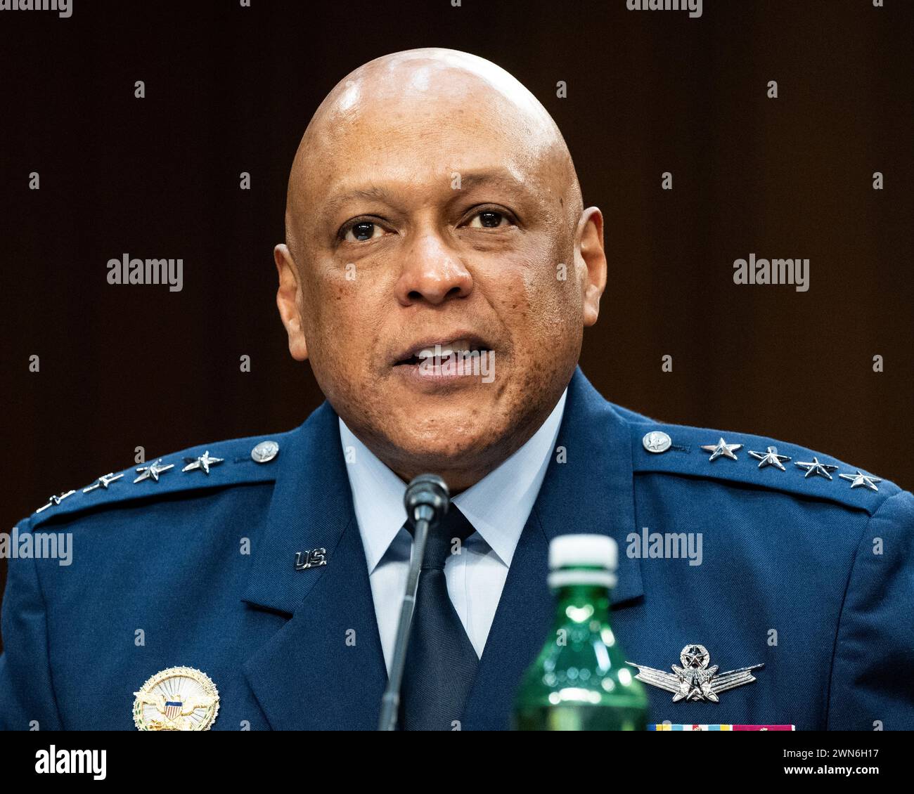 Washington, United States. 29th Feb, 2024. General Anthony Cotton, USAF, Commander of United States Strategic Command, speaking at a hearing of the Senate Armed Services committee at the U.S. Capitol. Credit: SOPA Images Limited/Alamy Live News Stock Photo