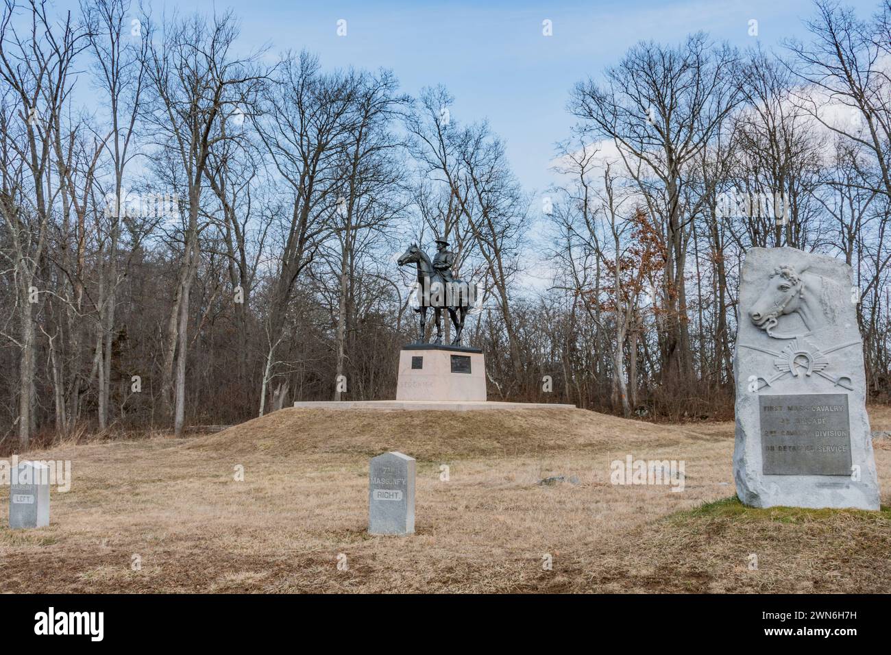 Monuments on Sedgwick Avenue, Gettysburg Pennsylvania USA Stock Photo