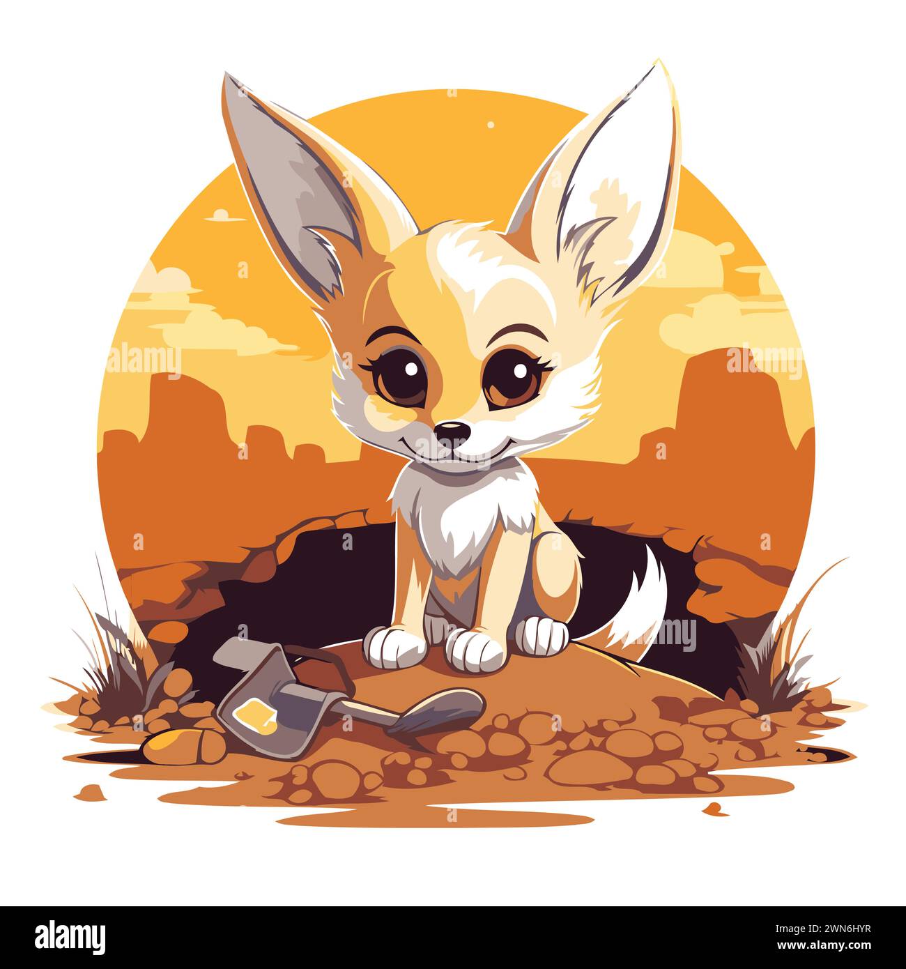 Cute little chihuahua in the desert. Vector illustration Stock Vector ...