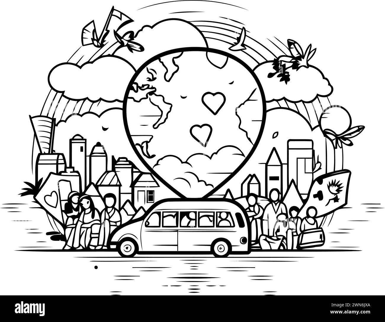 Tourist around the world Black and White Stock Photos & Images - Alamy