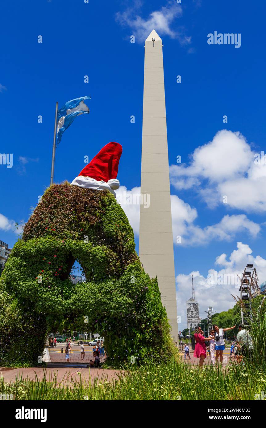Obelisk on 9th July Avenue, Buenos Aires, Argentina, South America Stock Photo