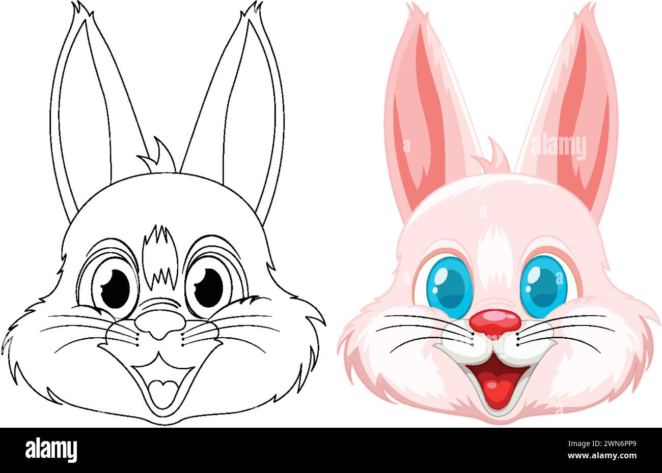 Vector drawing of a happy rabbit's face Stock Vector Image & Art - Alamy