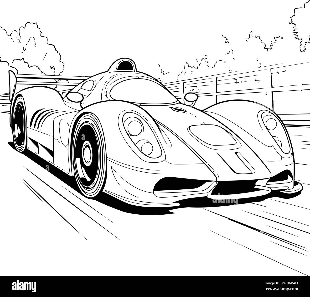 Vector illustration of a sport car on the road. Side view Stock Vector ...