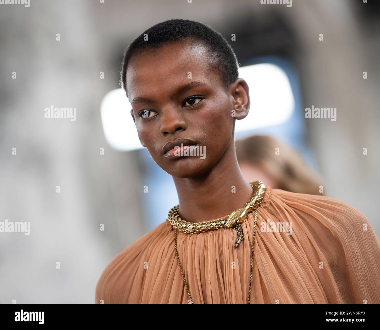A model wears a creation as part of the Chloe Fall/Winter 2024-2025 ...