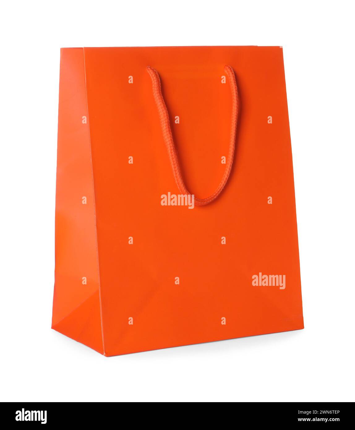 One orange shopping bag isolated on white Stock Photo - Alamy