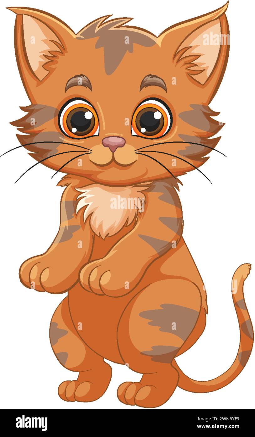 Cute, wide-eyed kitten with playful stripes. Stock Vector