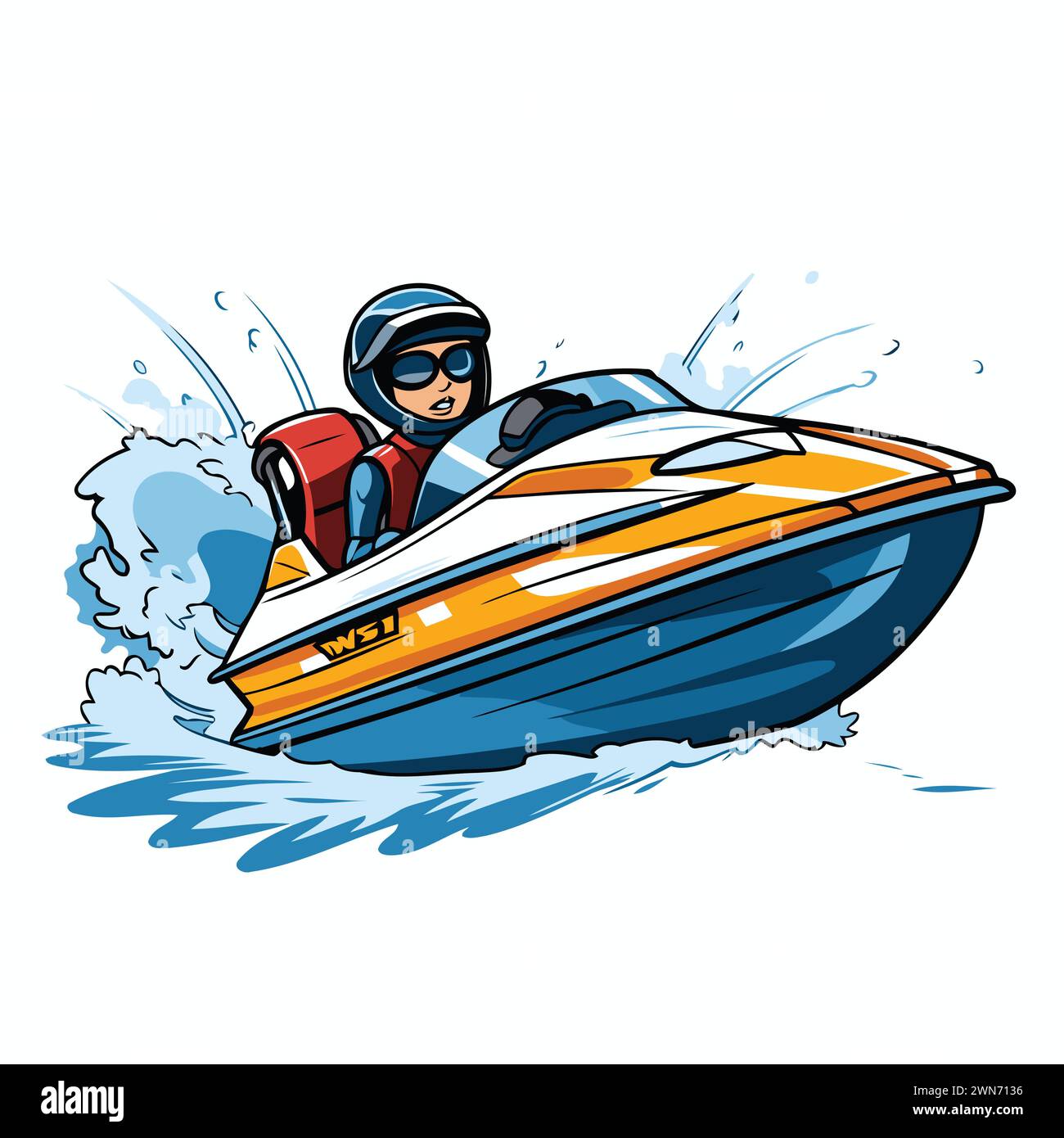 Water scooter vector illustration isolated on white background. Extreme