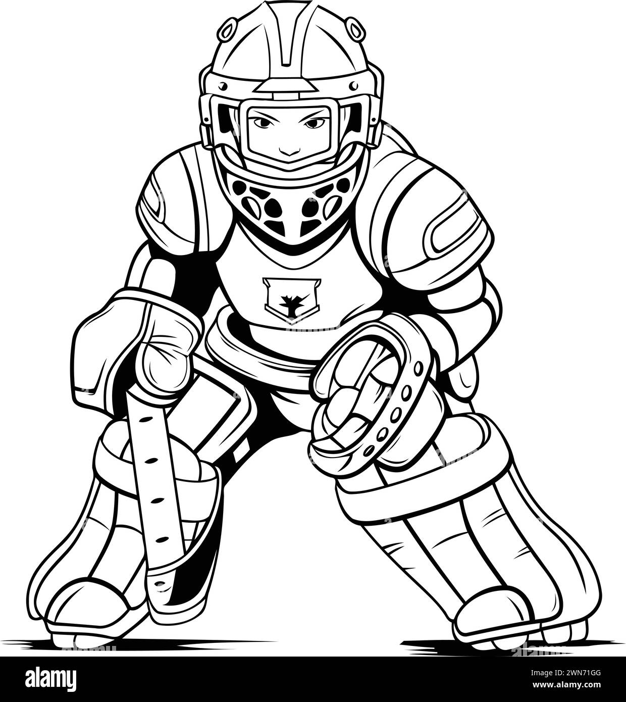 Ice hockey player with helmet and gloves. Vector illustration ready for