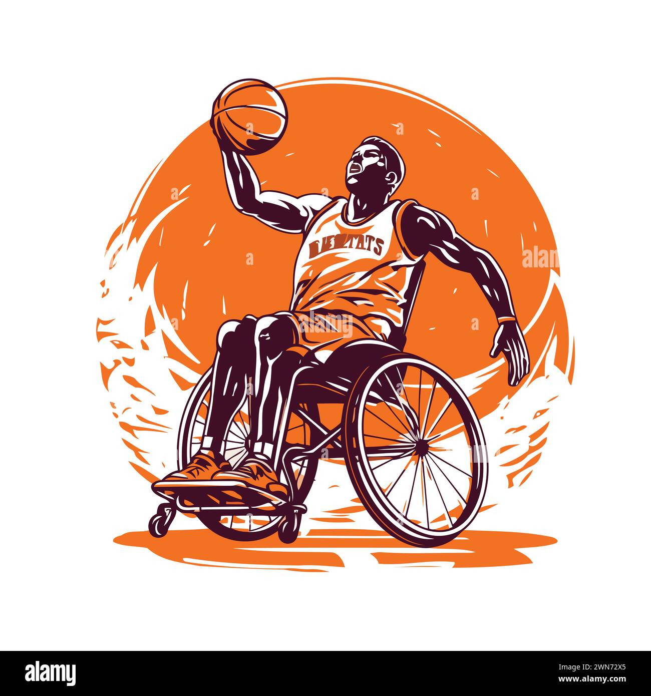 Disabled man in a wheelchair playing basketball. vector illustration design. Stock Vector
