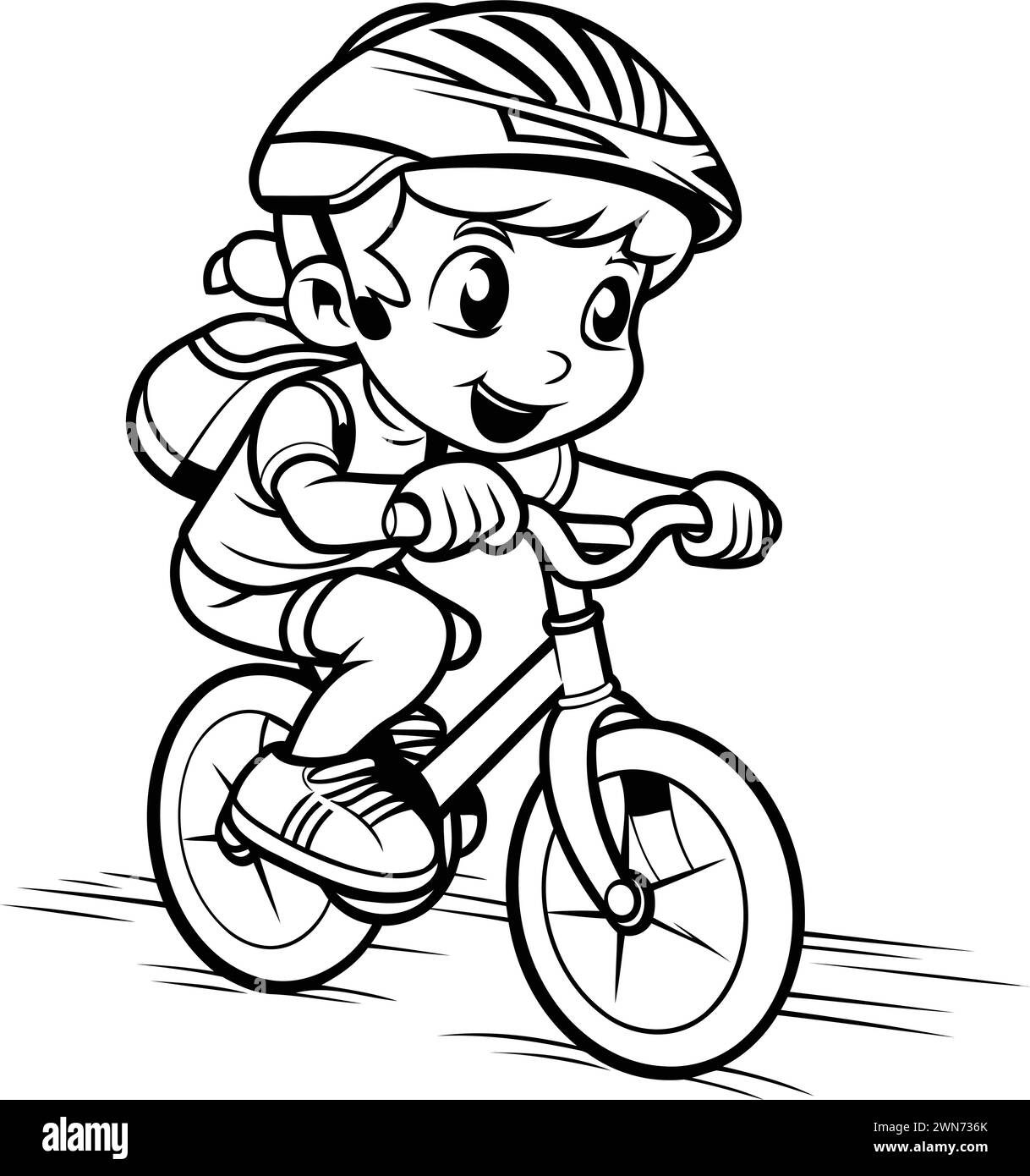 cyclist-boy-black-and-white-cartoon-illustration-vector-stock-vector